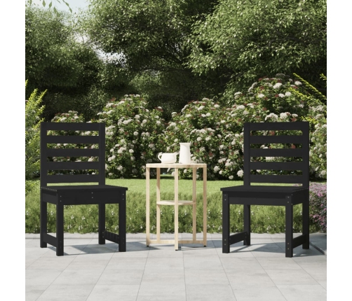 Sillas de jardín 2 uds madera maciza pino negro 50x48x91,5 cm