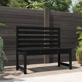 Banco de jardín madera maciza pino negro 109 cm