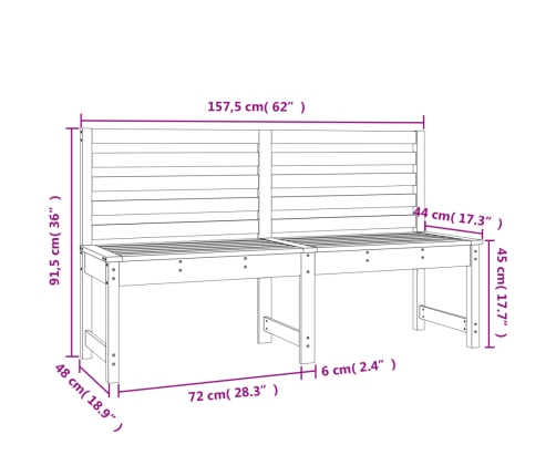 vidaXL Banco de jardín madera maciza pino gris 157,5 cm