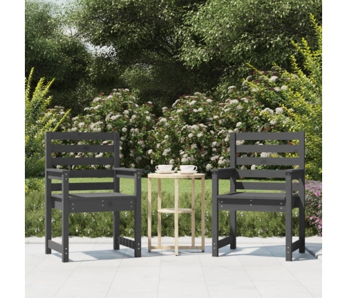 vidaXL Sillas de jardín 2 uds madera maciza pino gris 60x48x91 cm