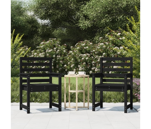 Sillas de jardín 2 uds madera maciza pino negro 60x48x91 cm