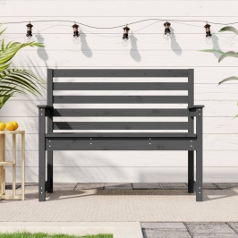 Banco de jardín madera maciza de pino gris 109x48x91,5 cm