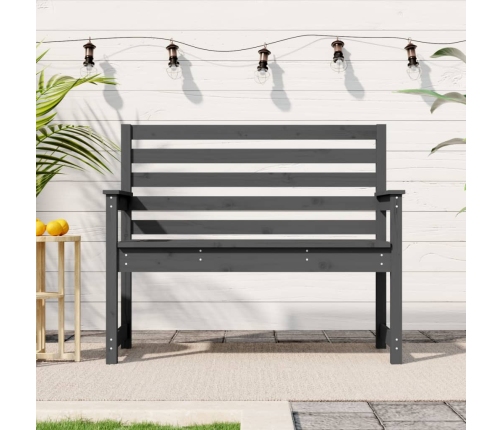 vidaXL Banco de jardín madera maciza de pino gris 109x48x91,5 cm