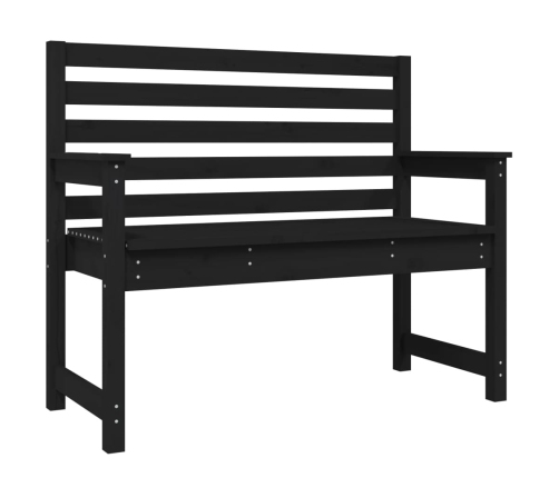 Banco de jardín madera maciza pino negro 109x48x91,5 cm