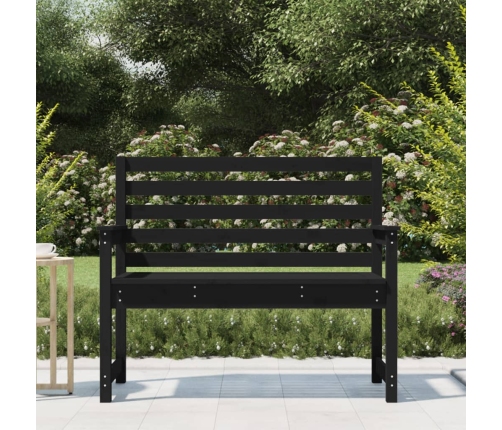 Banco de jardín madera maciza pino negro 109x48x91,5 cm