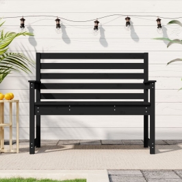 Banco de jardín madera maciza pino negro 109x48x91,5 cm