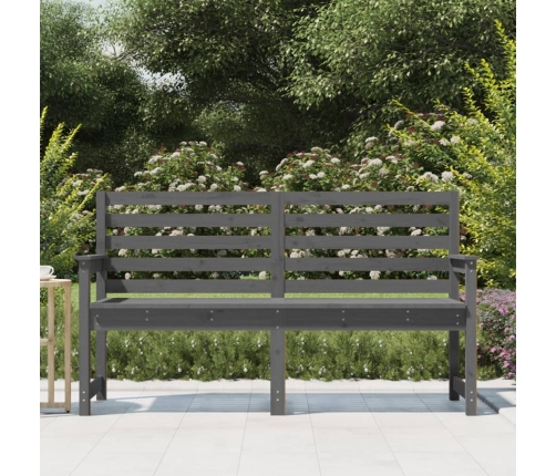 Banco de jardín madera maciza de pino gris 159,5x48x91,5 cm