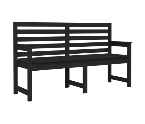 Banco de jardín madera maciza pino negro 159,5x48x91,5 cm