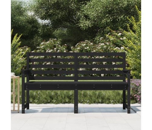 Banco de jardín madera maciza pino negro 159,5x48x91,5 cm