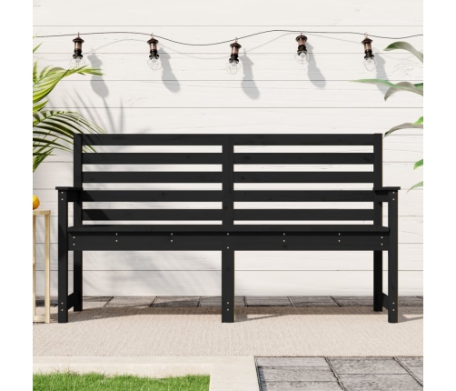 Banco de jardín madera maciza pino negro 159,5x48x91,5 cm