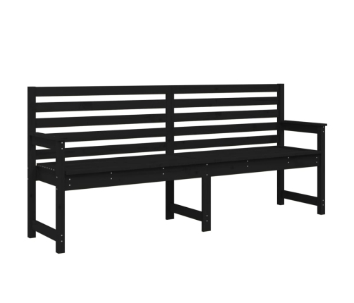 Banco de jardín madera maciza pino negro 203,5x48x91,5 cm