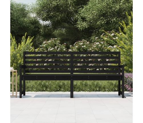 Banco de jardín madera maciza pino negro 203,5x48x91,5 cm