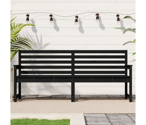 Banco de jardín madera maciza pino negro 203,5x48x91,5 cm