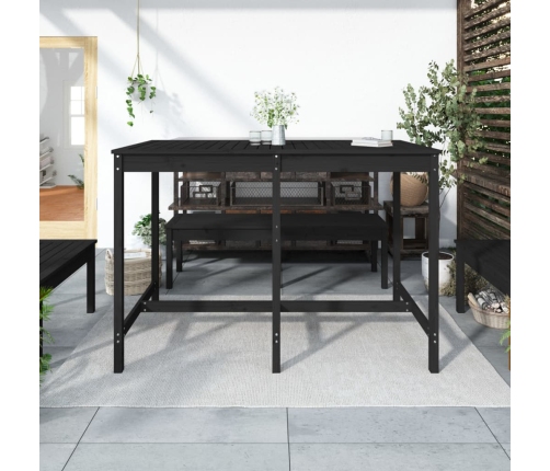 Mesa de jardín madera maciza pino negro 159,5x82,5x110 cm