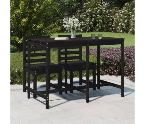 Mesa de jardín madera maciza pino negro 159,5x82,5x110 cm