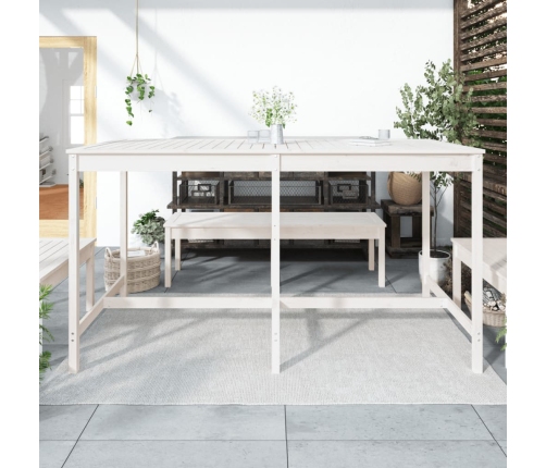 Mesa de jardín madera maciza de pino blanca 203,5x90x110 cm