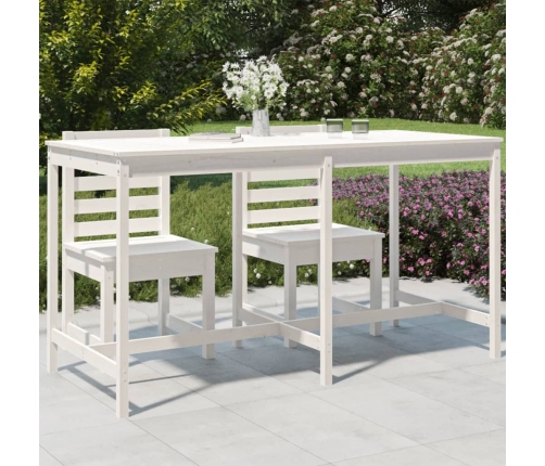 Mesa de jardín madera maciza de pino blanca 203,5x90x110 cm