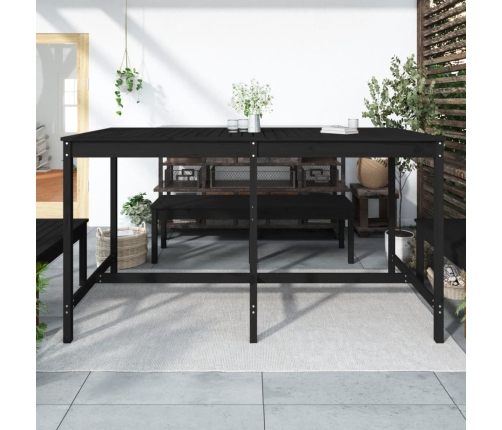 vidaXL Mesa de jardín madera maciza de pino negra 203,5x90x110 cm