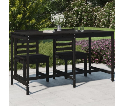 vidaXL Mesa de jardín madera maciza de pino negra 203,5x90x110 cm