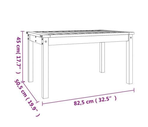 Mesa de jardín madera maciza abeto de Douglas 82,5x50,5x45 cm