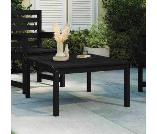 Mesa de jardín madera maciza pino negro 82,5x82,5x45 cm