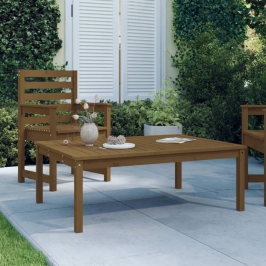 Mesa de jardín madera maciza pino marrón miel 121x82,5x45 cm