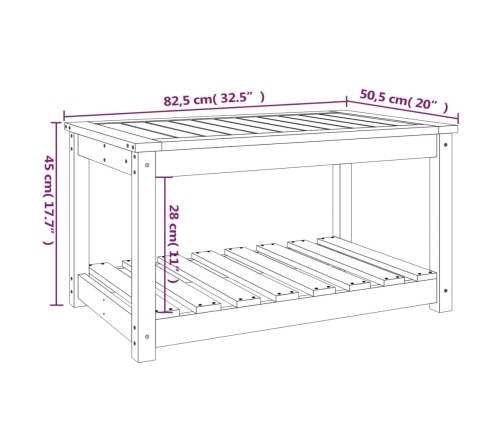 Mesa de jardín madera maciza de pino 82,5x50,5x45 cm