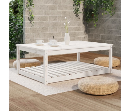 Mesa de jardín madera maciza pino blanco 121x82,5x45 cm