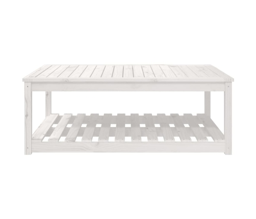 Mesa de jardín madera maciza pino blanco 121x82,5x45 cm