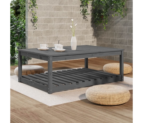 Mesa de jardín madera maciza pino gris 121x82,5x45 cm