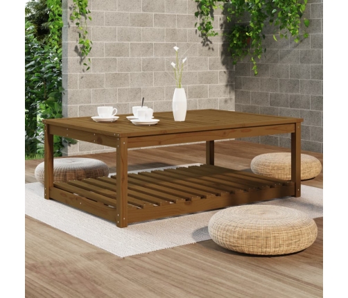 Mesa de jardín madera maciza pino marrón miel 121x82,5x45 cm