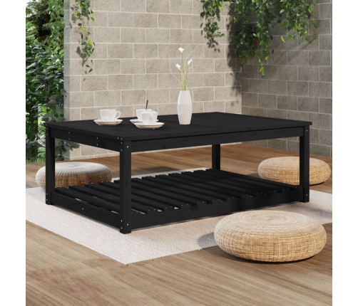 Mesa de jardín madera maciza pino negro 121x82,5x45 cm