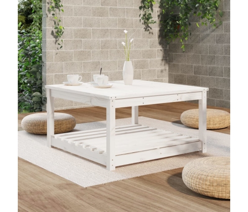 Mesa de jardín madera maciza pino blanco 82,5x82,5x45 cm