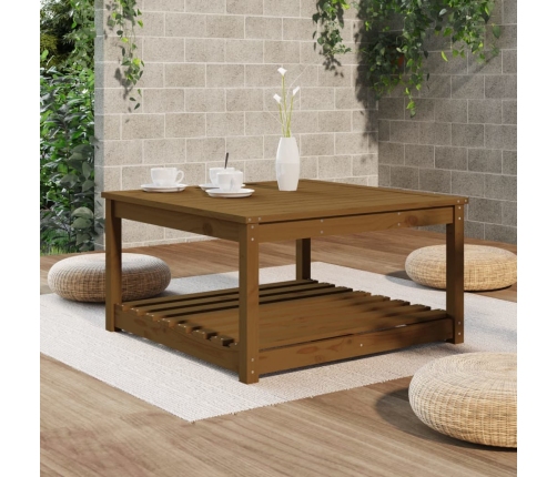 Mesa de jardín madera maciza pino marrón miel 82,5x82,5x45 cm