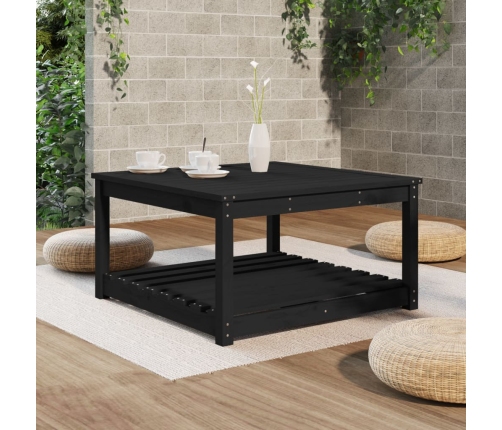 Mesa de jardín madera maciza pino negro 82,5x82,5x45 cm