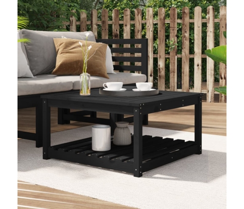 Mesa de jardín madera maciza pino negro 82,5x82,5x45 cm