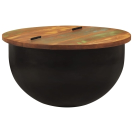 Mesa de centro de madera maciza reciclada negra 50x27 cm