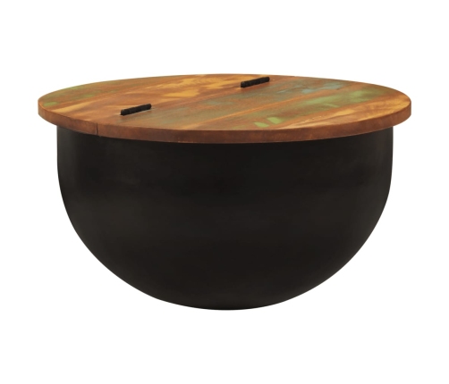 vidaXL Mesa de centro de madera maciza reciclada negra 50x27 cm