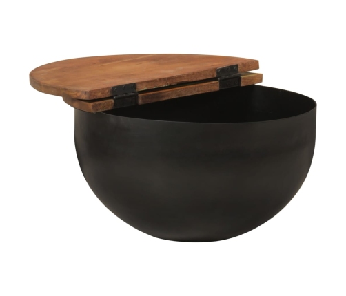 vidaXL Mesa de centro de madera maciza reciclada negra 50x27 cm