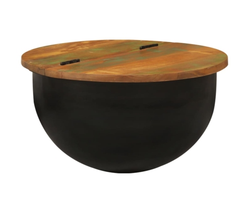 vidaXL Mesa de centro de madera maciza reciclada negra 50x27 cm