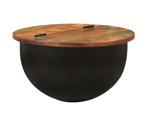 vidaXL Mesa de centro de madera maciza reciclada negra 50x27 cm