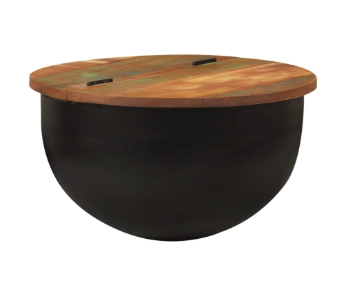 vidaXL Mesa de centro de madera maciza reciclada negra 50x27 cm