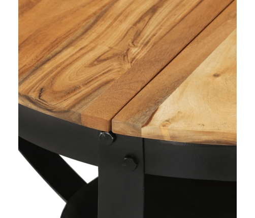 Mesa de centro hierro y madera maciza de acacia Ø68x43 cm