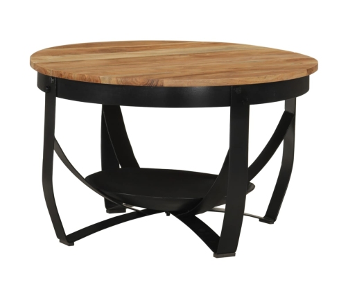 Mesa de centro hierro y madera maciza de acacia Ø68x43 cm