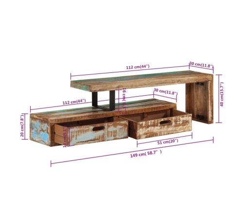 Mueble de TV madera maciza reciclada