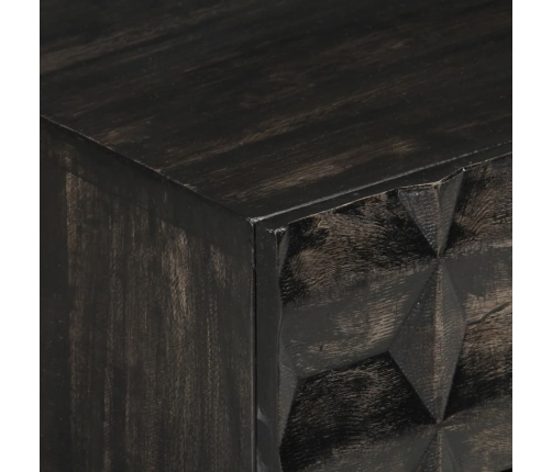 Mesita de noche de madera maciza de mango negro 40x29x50 cm