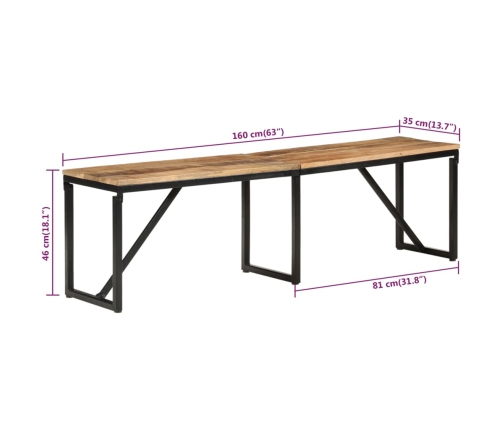 Banco de madera maciza de mango 160x35x46 cm