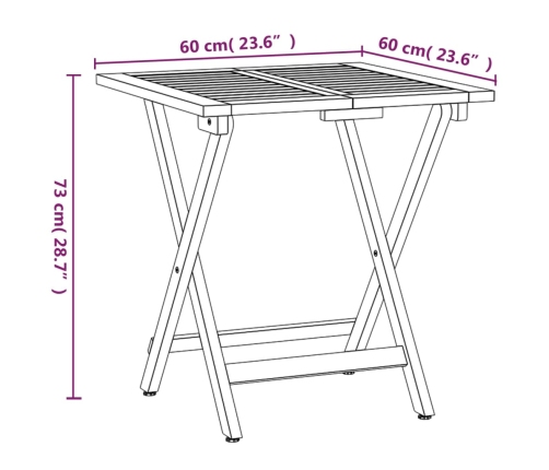 Mesa y sillas plegables terraza 3 pzas y cojines madera acacia