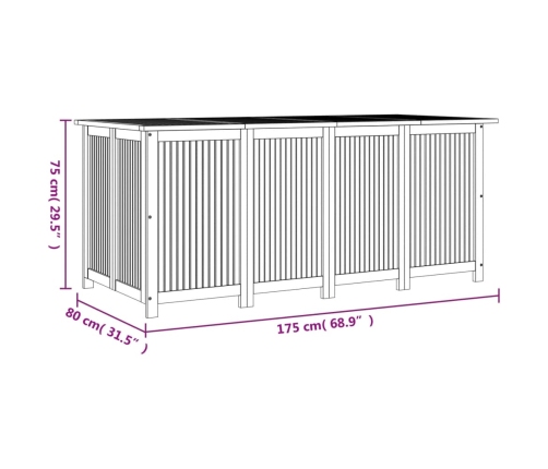 Caja de almacenaje de jardín madera maciza acacia 175x80x75 cm