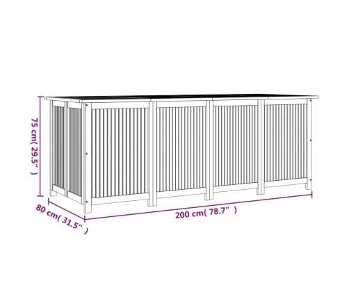 Caja de almacenaje de jardín madera maciza acacia 200x80x75 cm